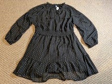 Old Navy Size XL Black W/Silver Accent Long Sleeve Dress Elastic Waist Pockets