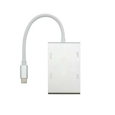 4-In-1 USB-C Type-C to HDMI VGA DVI USB 3.0 Adapter Plug Play 4K Video Converter