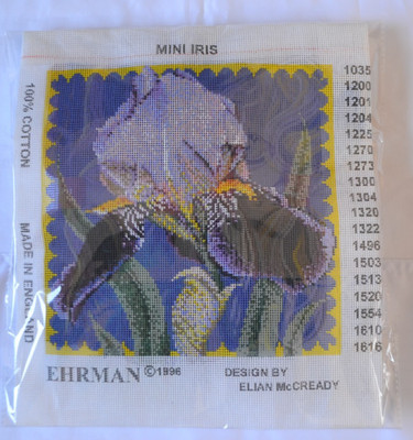 Neu Ehrman Mini Iris Blume Wandteppich/Nadelspitze Kit Beschreibung lesen