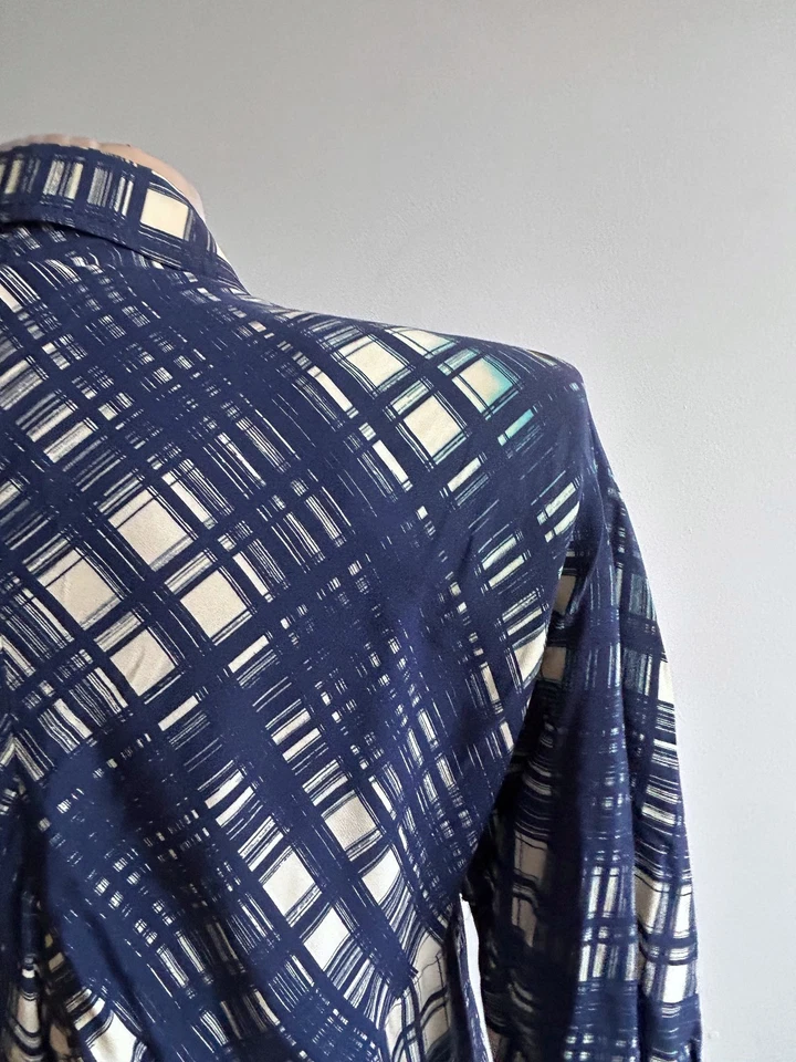 Vestido De Colección Años 50 Azul A Cuadros Diseño Único Tela Color Funciona Tal cual/Inspiración Foto 4 de 4