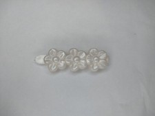 Vintage Goody White Pearl Flower Snap Tight Barrette Hair Clip 1970s 1980s