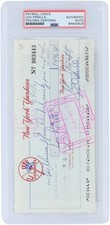 Lou Piniella New York Yankees Signed Check from July 15, 1977 - PSA 84845829