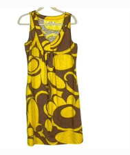 Boden Midi Sleeveless  Yellow Dress Women size 6  Cotton V-neck Boho Chic Beach