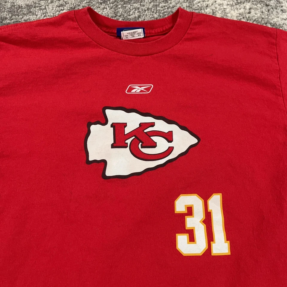 Camisa De Colección Kansas City Chiefs Niños XL Roja NFL Fútbol Sacerdote Holmes 31 Reebok Foto 2 de 4