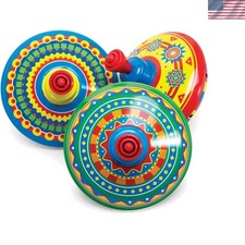 Classic Wind-Up Mini Tin Top - 6" x 6" Assorted Colors for Endless Play