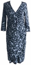 Phase Eight Dress 10-12 UK Grey Black Floral Wrap Flattering Wiggle Career Work