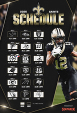 New Orleans Saints 2026 Schedule Poster Multiple Sizes Football Season Schedule