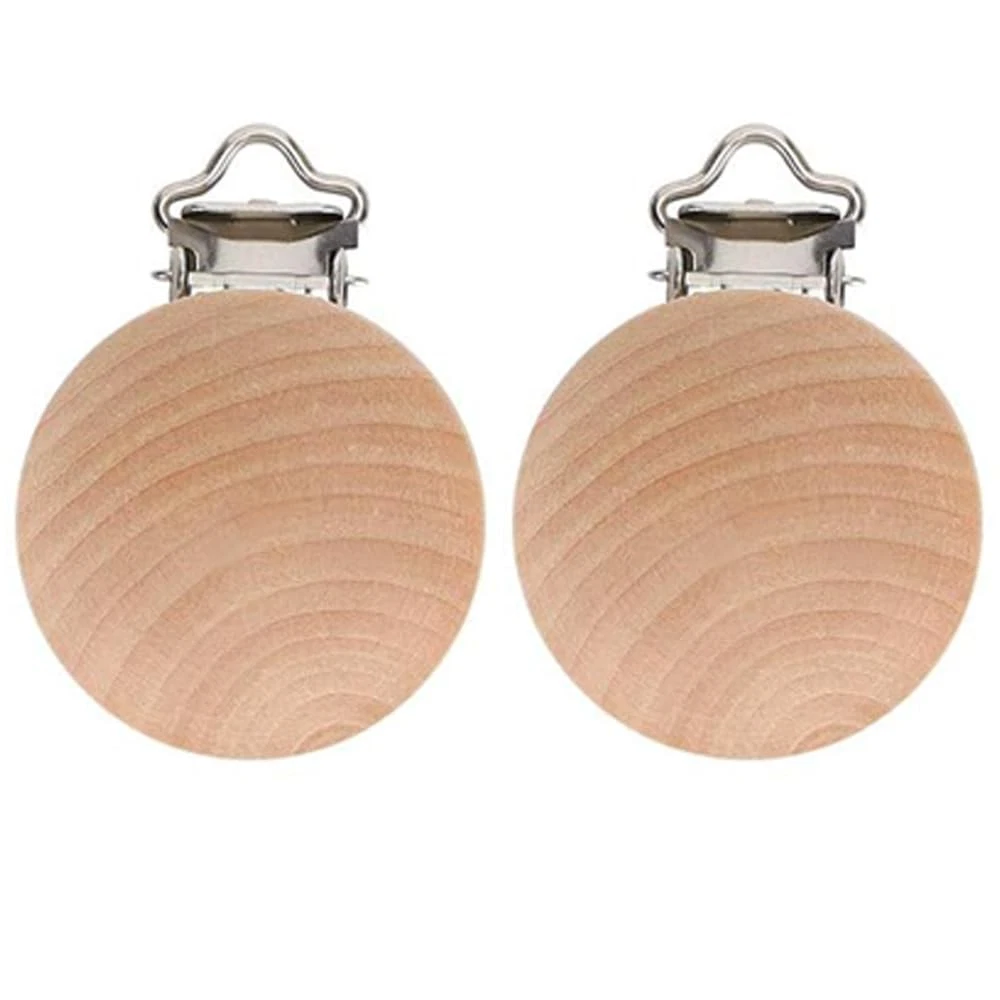 30PCS Natural Beech Wood Pacifier Suspender Clips, for Teething Grasping Toy,...