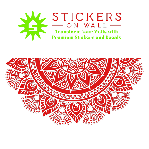 Large Boho Half Mandala Wall Sticker Bedroom Above Bed Vinyl Wall Decal - Picture 23 of 24