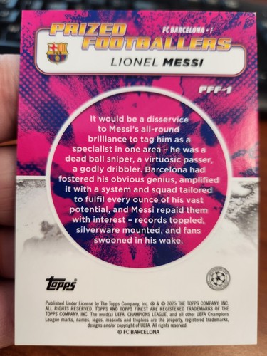 LIONEL MESSI 2024-25 FINEST UEFA BLUE GOLD FUSION PRIZED FOOTBALLERS CASE HIT - Picture 2 of 2