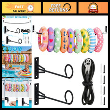 63 Inch Wall Mount Pool Float Storage Rack - Organizer for Rings, Towels Tools