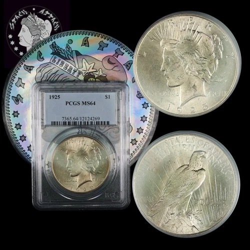 1925 Peace Dollar PCGS MS 64 Old Blue Label