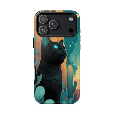 Black Cat Turquoise Evening Phone Cover Case for iPhone | Galaxy | Pixel