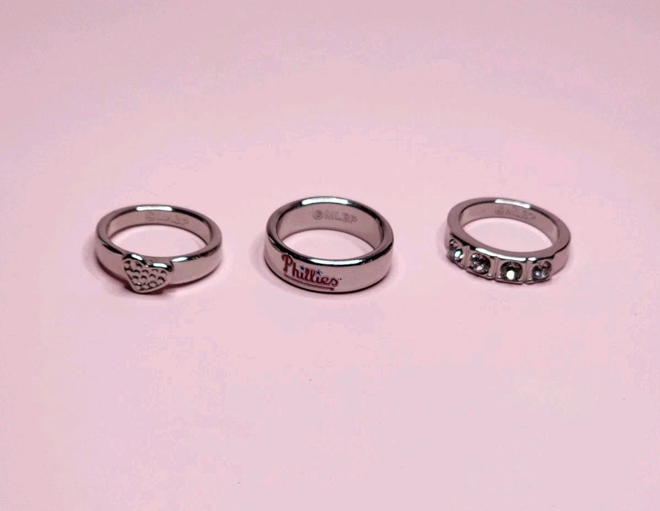 MLB Phillies 3 Ring Stacked Set Philadelphia Team Souvenir Official Baseball Fan - Image 3 of 4