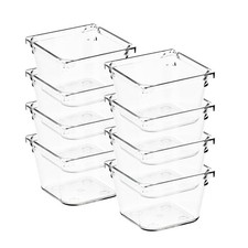 8 Pack Drawer Organizer - 3" X 3" Clear Acrylic Storage Bins with Non-Slip Pa...
