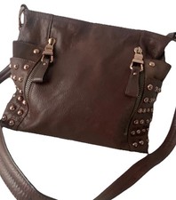 B Makowsky Leather Suede Studded Bag Shoulder...