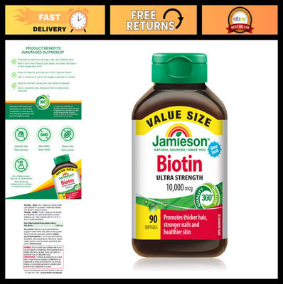 High-Potency Biotin 10,000 mcg - 90 Softgels for Hair, Skin & Nail Health