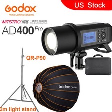 US Godox AD400Pro 2.4G TTL Outdoor Studio Flash QR-P90 90cm Softbox Light Stand