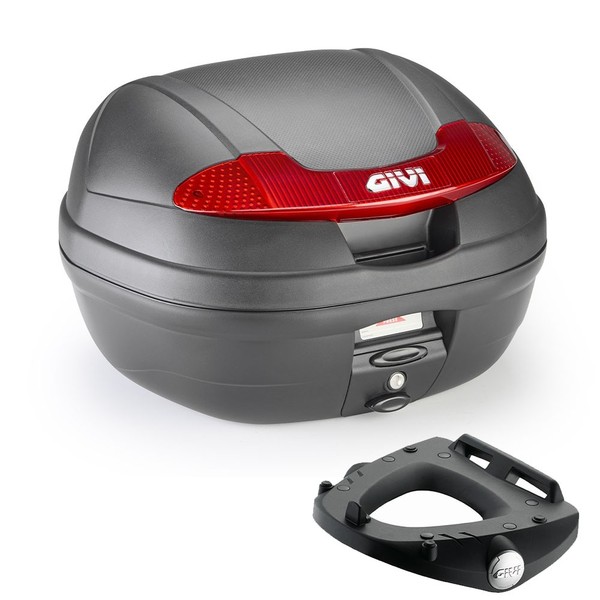 Givi E340N Bauletto 34LT Monolock Schwarz + Piaggio Beverly 125 2003 2004 Platte-image