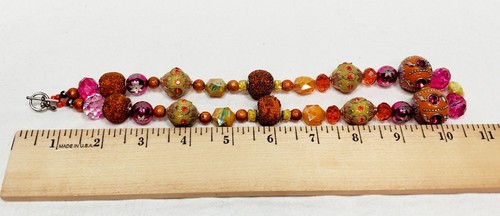 Vintage indonesische Kaschmir Polymer Ton Kristall Strass Perlen Halskette - Bild 11 von 11