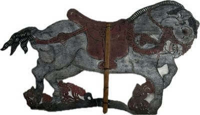 19th Century Indonesian Leather Hand Made Wayang Kulit Shadow Puppet Horse