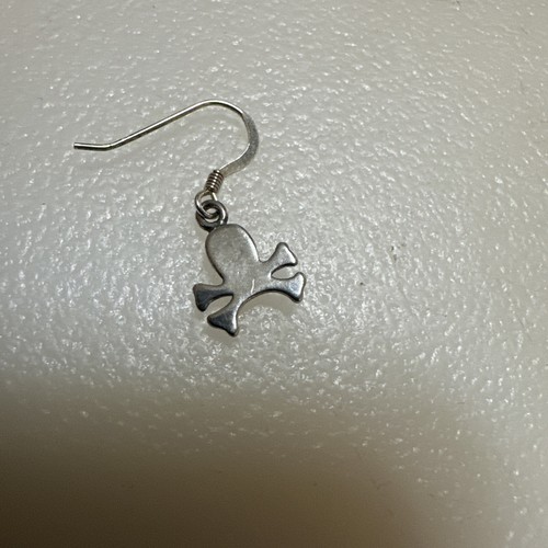 Orecchino teschio e ossa incrociate (1) argento sterling orecchino pendente mini pirata - Foto 4 di 4