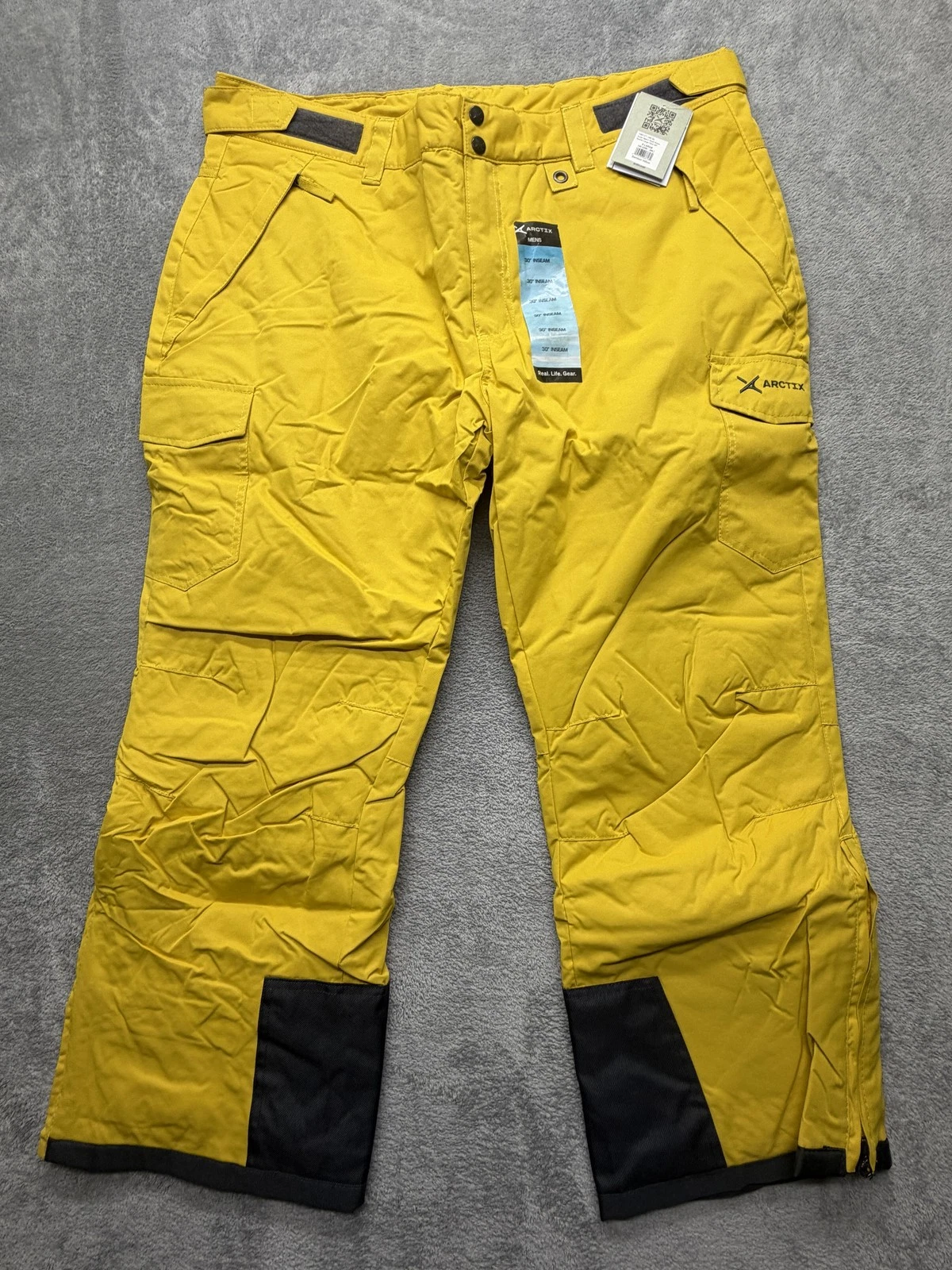 Arctix Snow Pants Mens XL Yellow Cargo 30 Inseam Insulated Ski Snowboard 196131