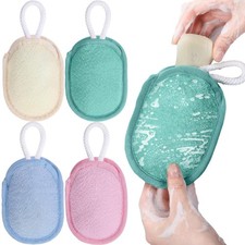 Exfoliating Soap Saver Scrubber Pouch Bath Loofah Sponge Mesh Pouf 4 PCS