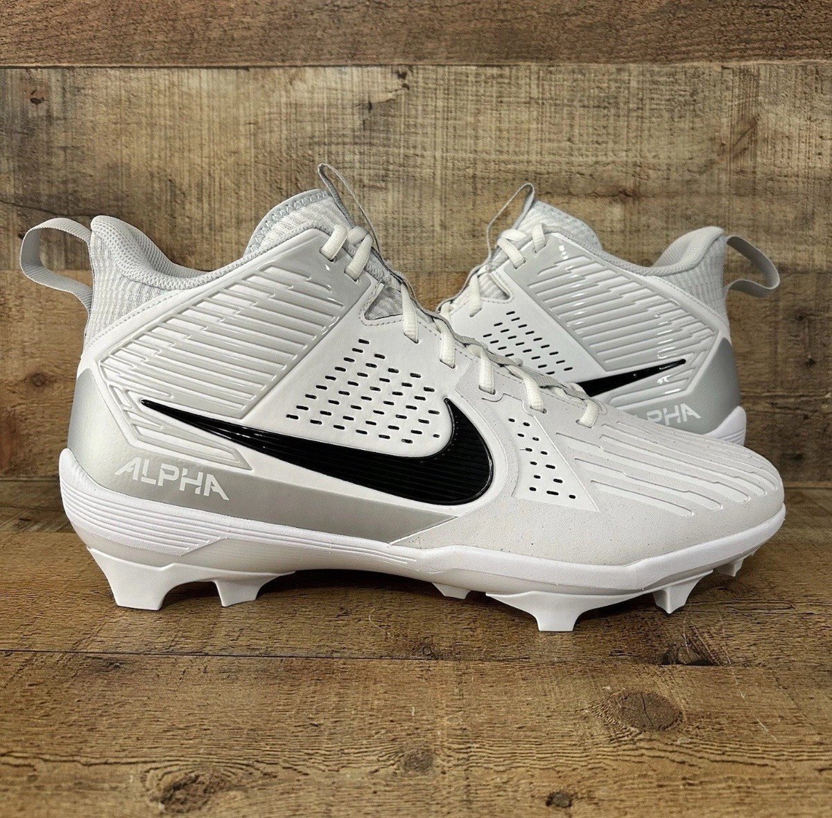 Nike Football Cleats Lineman Size 13.5 Silver Alpha Menace Strong