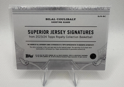 2023-24 Topps Royalty Bilal Coulibaly Superior Jersey Signatures