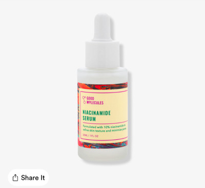 NIB Good Molecules Niacinamide Serum, Mini .27 FL OZ, Clean/Vegan Face Care 