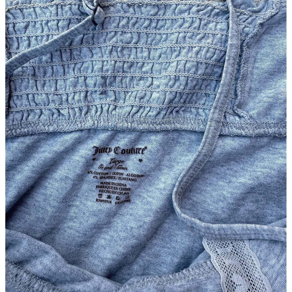 Vintage Juicy Couture Gray Cotton Lg Sleep Slip Dress Adjustable Straps Y2K Cute - Image 4 of 4