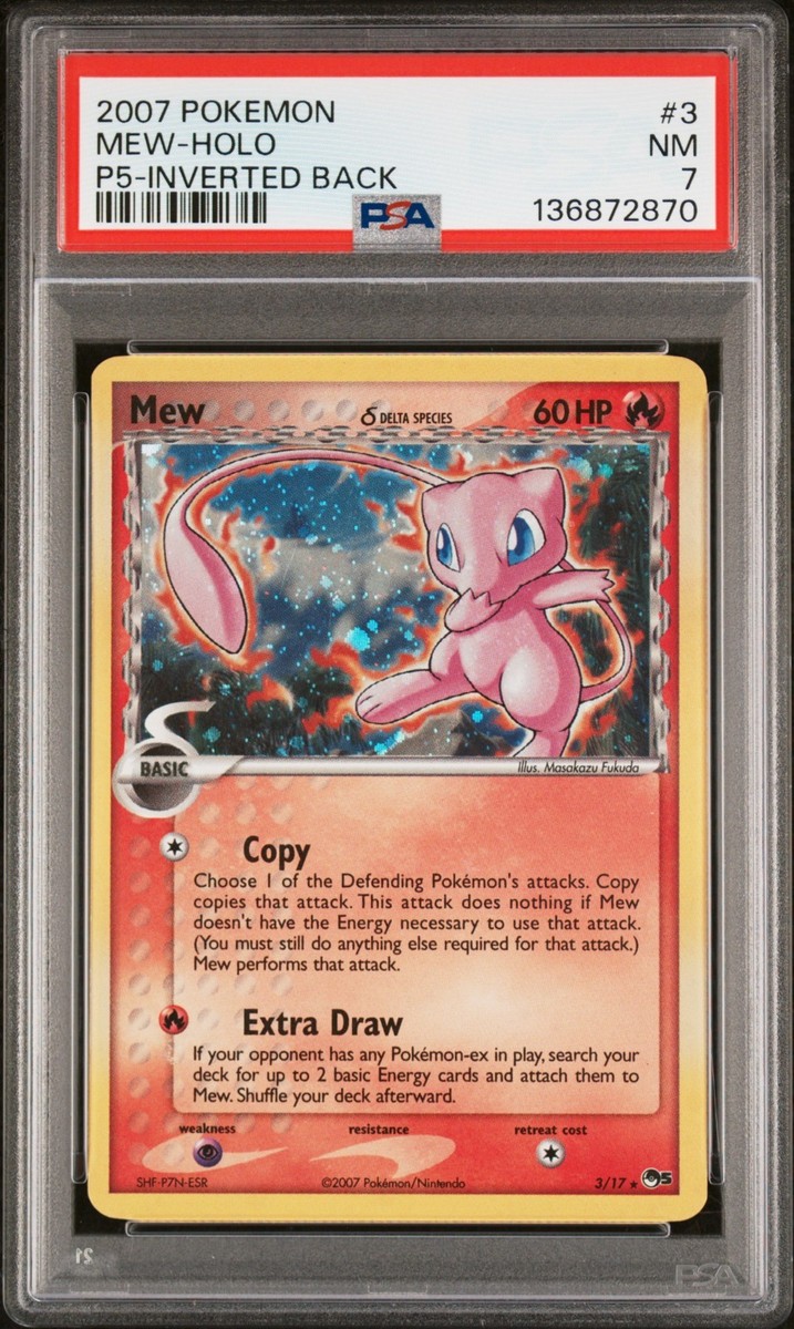 2007 Pokemon Pop Series 5 Mew Holo Inverted Back PSA 7 #3 Delta