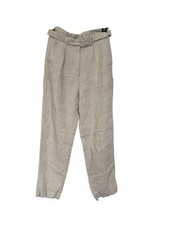 OTHER STORIES Womens Belted High Waisted Beige Linen Trousers size 4