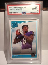 2018 Donruss Lamar Jackson Rated Rookie PSA 10 Card #317. rookie card picture