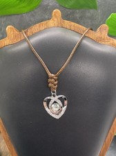 12-25 Waxed Cord Necklace .95 Rhinestone Heart Pendant New Free Ship B7291