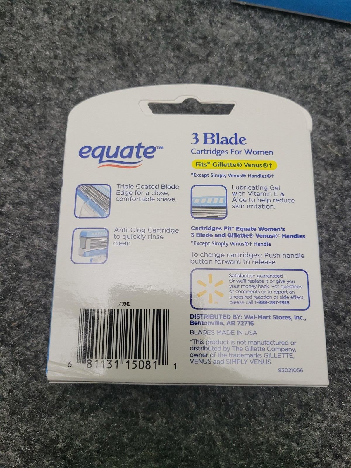 Equate 3 Blade Cartridges Lot of 12 Women Fits Gillette Venus Razor Refill USA