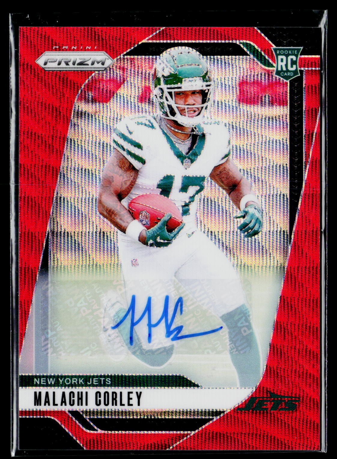 2024 Panini Prizm #369 Malachi Corley Rookie Autographs Red Wave Prizm #/149