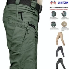 Tactical Cargo Pants Mens Work Combat Outdoor Waterproof Hiking Trousers US