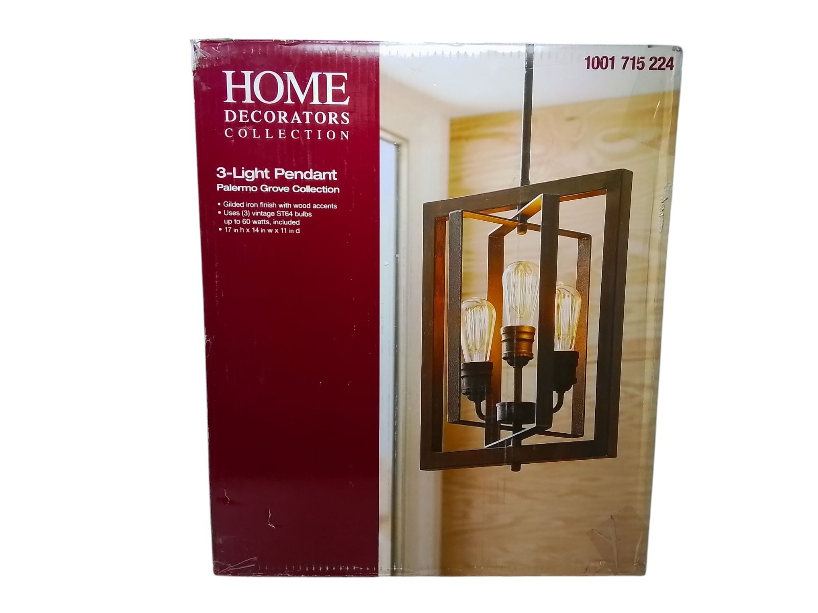 Home Decorators Collection 14-Inch Black Walnut Gilded Iron Farmhouse Kitchen Island Pendant Light  