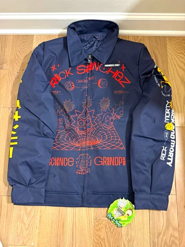 Members Only Rick and Morty Navy Full Zip Bomber Jacket Navy Blue - product listing photo