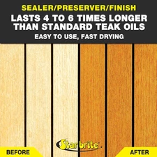 Premium Golden Teak Oil - Sealer, Preserver, & Finish for Outdoor Teak & Othe...
