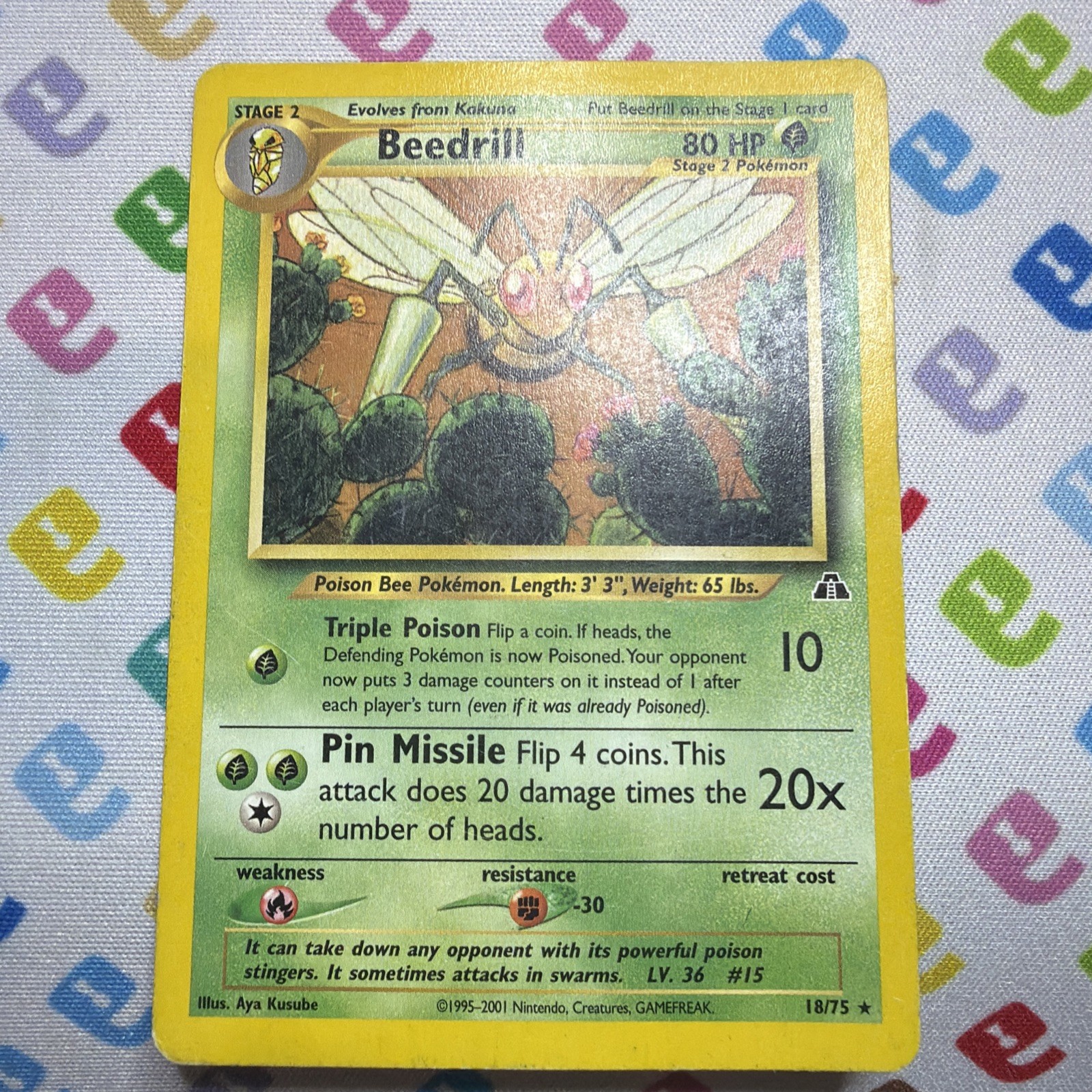 Beedrill 18/75 UNLIMITED R Normal Neo Discovery Pokemon HP
