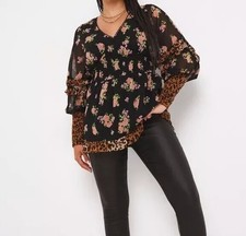 SIMPLY BE LADIES MIXED PRINT SHIRRED PEPLUM BLOUSE NEW SIZE 32 (REF 716) SALE