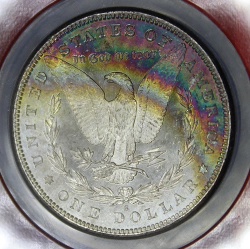 1881 S Morgan Silver Dollar Graded NGC MS63 🌟 Rainbow Color Toned Coin