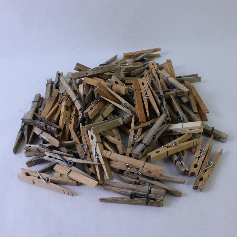 Mixed Lot of 100 Wooden Clothes Pins Primitive Weathered DIY Crafts