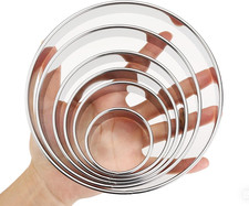 6Pcs Round Cookie Biscuit Cutter Set Stainless Steel Large Baking Donut Tools
