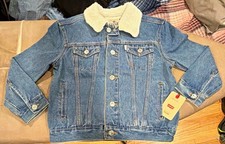 Levi's SilverTab Boy  s Blue Trucker Denim Jacket w/ Sherpa Collar Size S