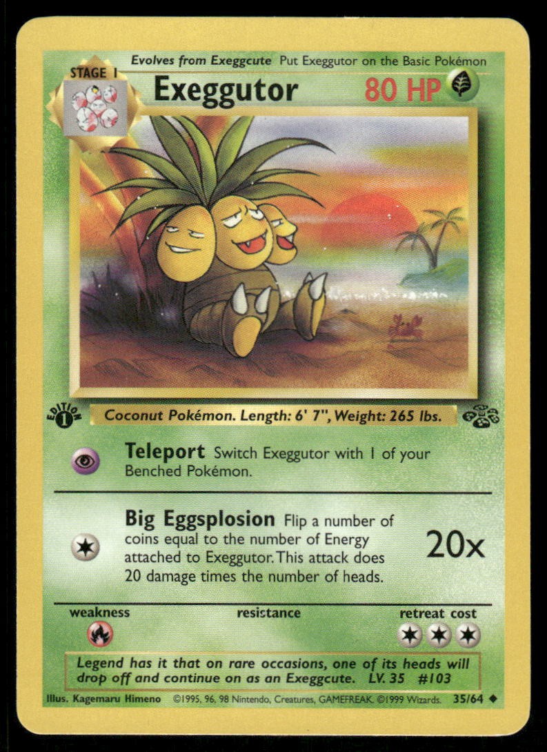 Pokemon Cards Exeggutor 35/64 1ST EDITION Jungle WOTC Uncommon NM