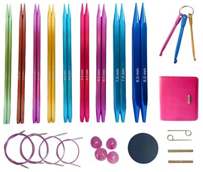 Square Interchangeable Circular Knitting Needles Set - 9 Pairs 4.5-Inch Alumi...